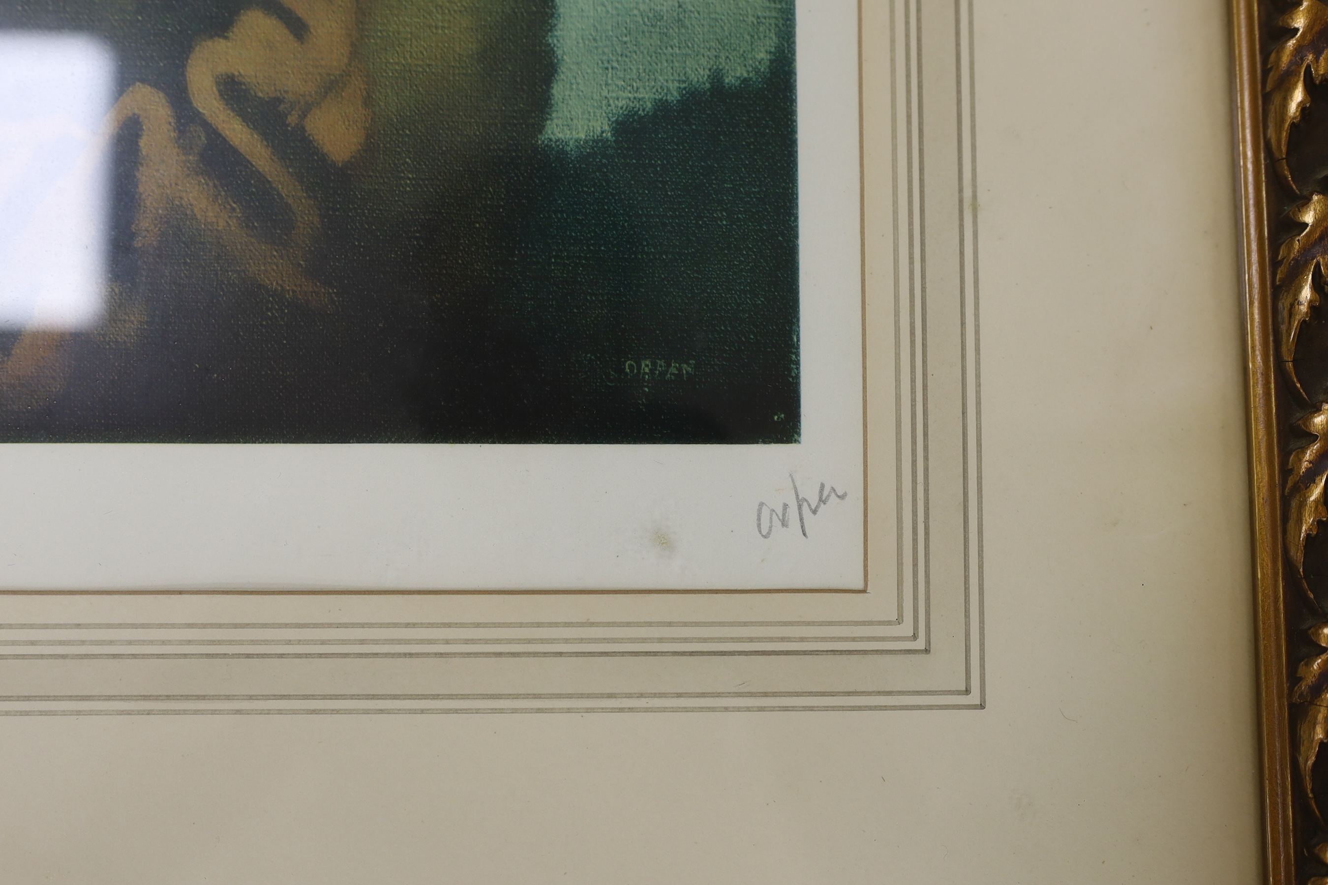 William Orpen, colour print, 'The Roscommon Dragoon', signed in pencil, 45 x 37cm